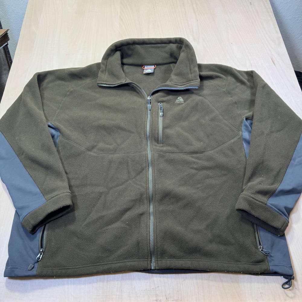 Nike ACG Therma Fit Fleece Full‎ Zip Jacket Mens XXL Olive Green Grey